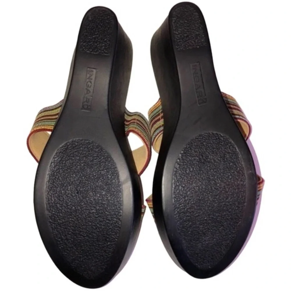 Ingaro Crossfire Stripe Platform Wedge Sandals 10